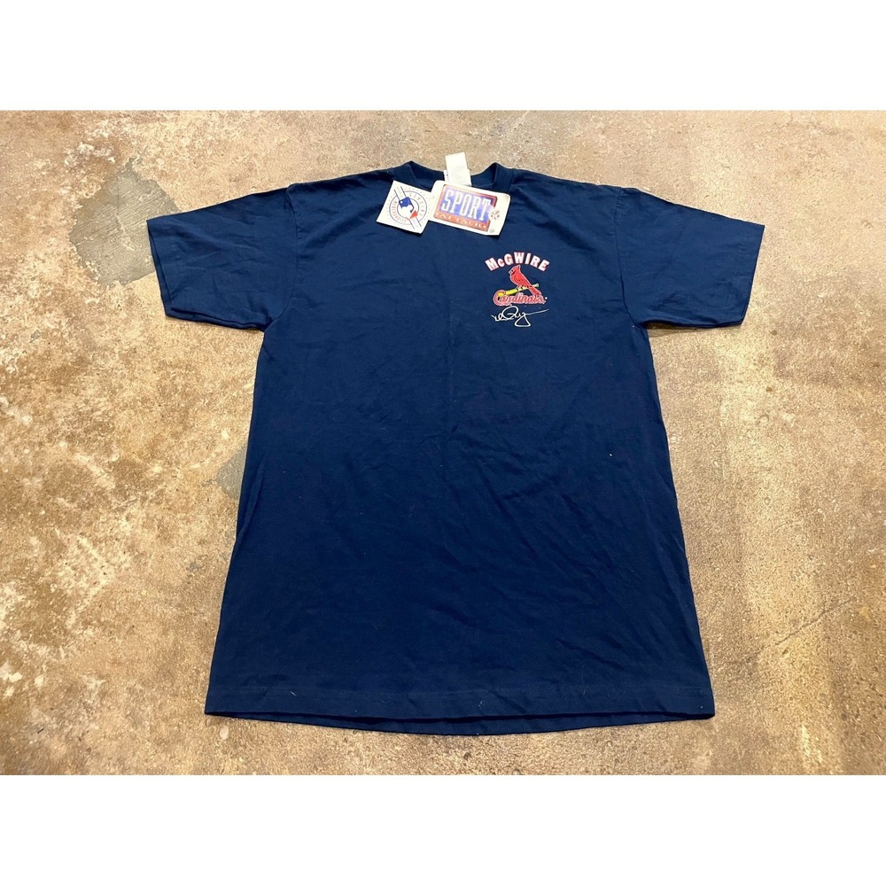 St. Louis Cardinals T Shirt Mens L Blue Mark McGwire Sport‎ Attack Baseball MLB